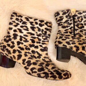 VINTAGE Leopard Print Ankle Boots with Zipper Roughly 7.5 or 8